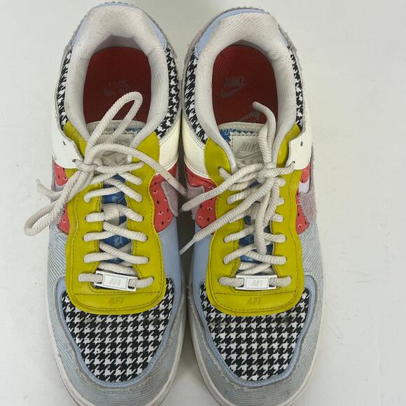 Nike Air Force 1 Sneakers Shadow Patchwork Houndstooth Womens Sz 11.5 DM8076-100 - Picture 2 of 12